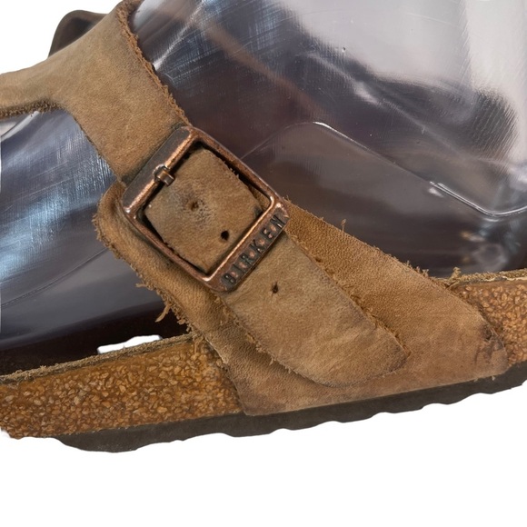 Birkenstock Gizeh Brown Leather Thong Cork Sandals Size 8 Euro 39 - Picture 11 of 14